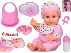 Búp bê em bé thân cứng kèm phụ kiện trong hộp cao 34 cm