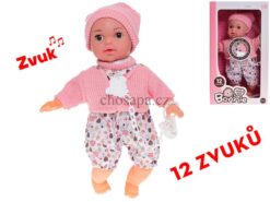 Búp bê em bé nháy mắt thân mềm, dùng pin, 12 âm thanh với núm vú giả trong hộp cao 35cm