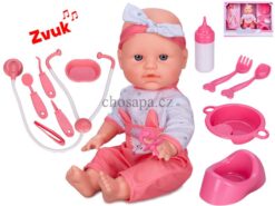 Búp bê em bé thân mềm dùng pin có âm thanh và kèm phụ kiện trong hộp dài 46 cm