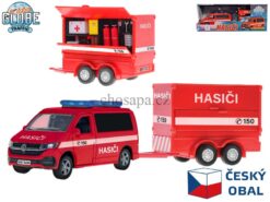 Globe Traffic VW xe cứu hoả thiết kế CZ 27,5cm bằng kim loại chạy bằng dây cót với rơ moóc trong hộp