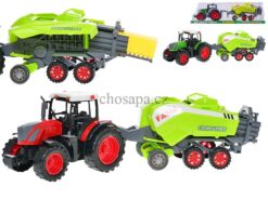Máy kéo có rơ moóc 50cm máy đóng kiện rơm chạy bằng bánh đà 2 màu trong hộp