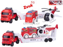 Xe tải 30cm chạy bằng bánh đà dùng pin có âm thanh + xe cứu hoả 2ks trong hộp