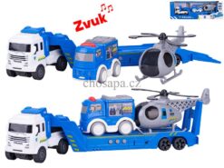 Xe tải 30cm chạy bằng bánh đà dùng pin có âm thanh + xe cảnh sát, trực thăng trong hộp