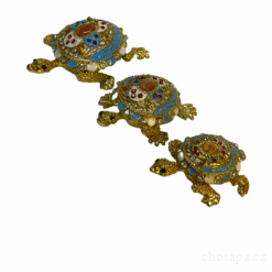 Bộ 3ks rùa mai xanh, đỏ, trắng 5,6, 8cm đính đá