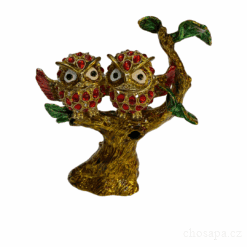 Cặp chim cú mèo màu đỏ đính đá 12cm