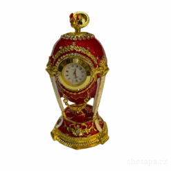 Đồng hồ đính đá màu đỏ 12cm, trên nóc có con gà
