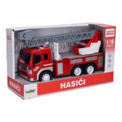 Xe thang của cảnh sát chữa cháy. Xe có hiệu ứng âm thanh và ánh sáng. Đóng hộp 33cm