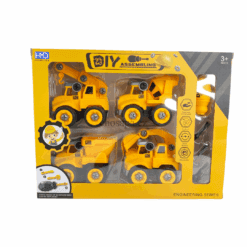 Bộ đồ chơi gồm 4 xe công trình có thể tháo lắp các bộ phận. Đóng hộp 32cm