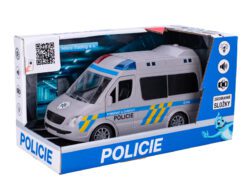 Xe cảnh sát CZ 21,5cm, chạy bằng bánh đà dùng pin có đèn và âm thanh trong hộp